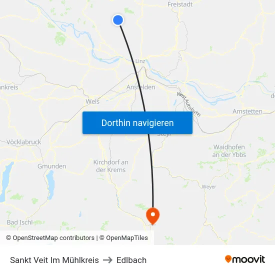 Sankt Veit Im Mühlkreis to Edlbach map