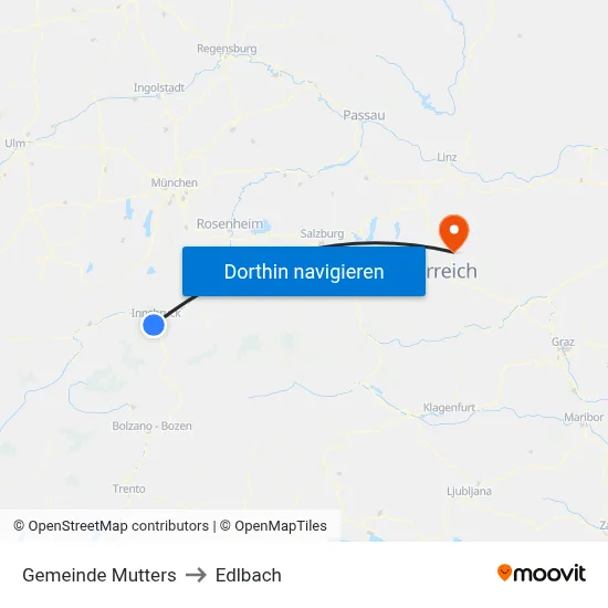 Gemeinde Mutters to Edlbach map