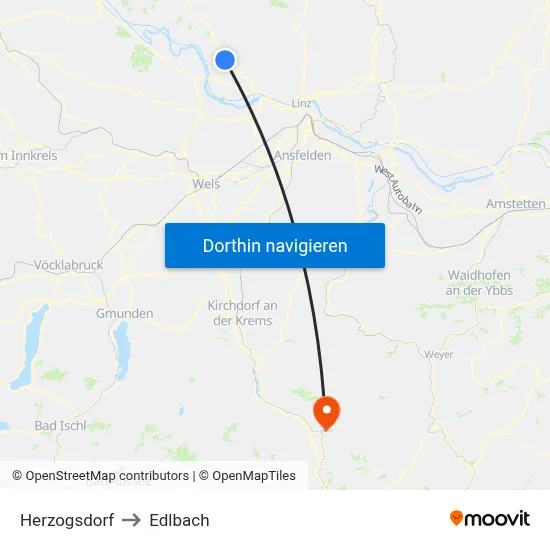 Herzogsdorf to Edlbach map