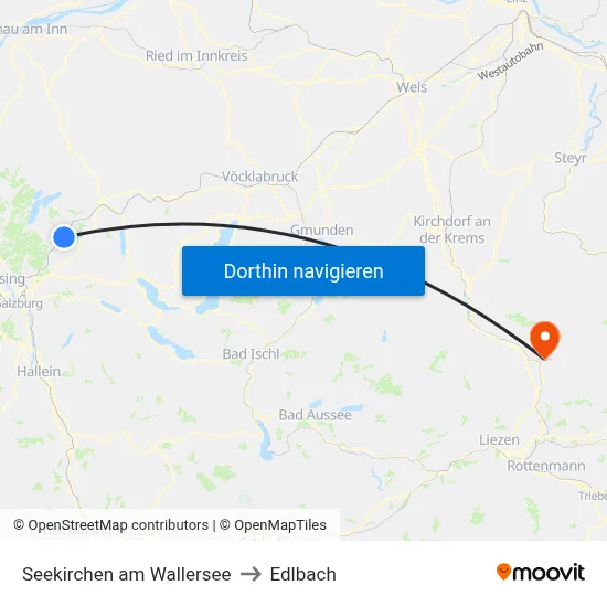 Seekirchen am Wallersee to Edlbach map