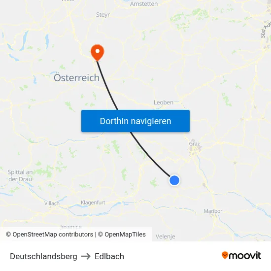 Deutschlandsberg to Edlbach map