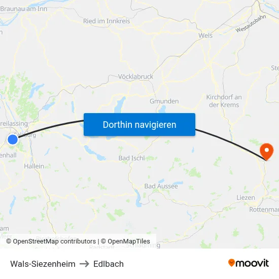 Wals-Siezenheim to Edlbach map