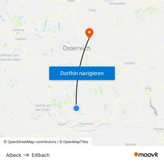 Albeck to Edlbach map