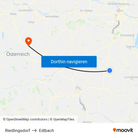 Riedlingsdorf to Edlbach map