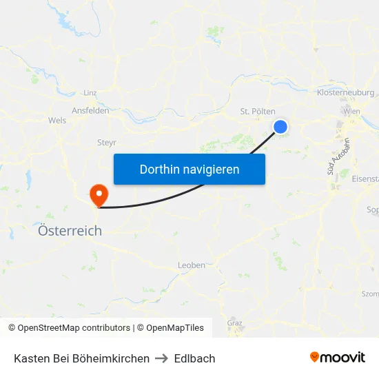 Kasten Bei Böheimkirchen to Edlbach map