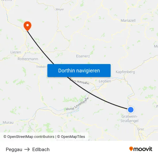Peggau to Edlbach map