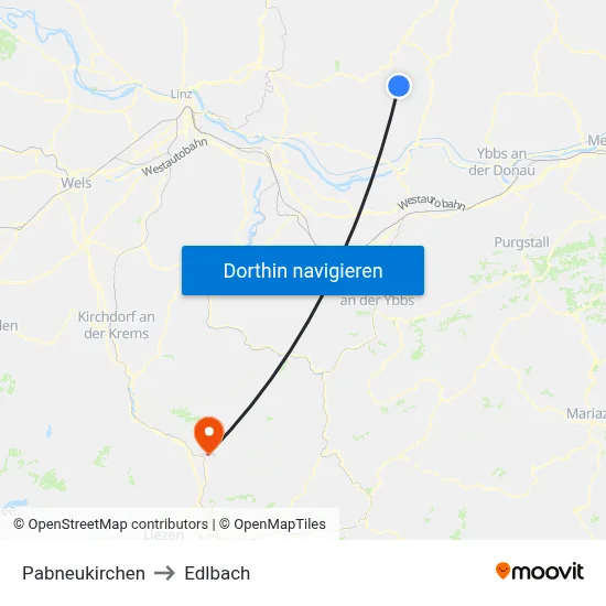 Pabneukirchen to Edlbach map