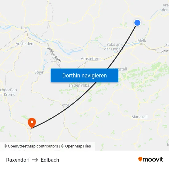 Raxendorf to Edlbach map