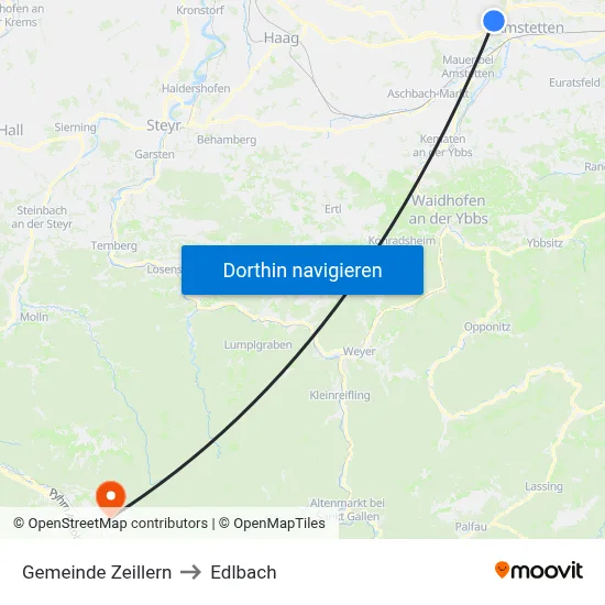 Gemeinde Zeillern to Edlbach map