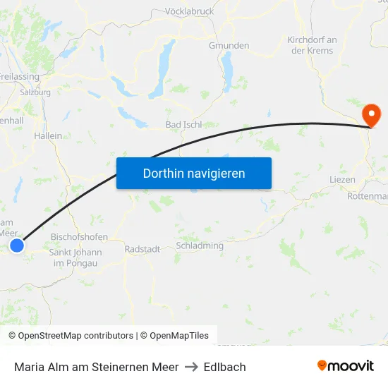 Maria Alm am Steinernen Meer to Edlbach map