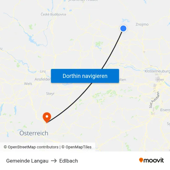 Gemeinde Langau to Edlbach map