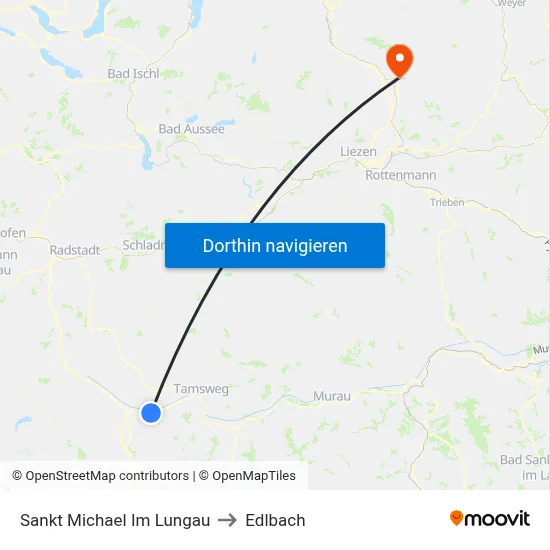 Sankt Michael Im Lungau to Edlbach map