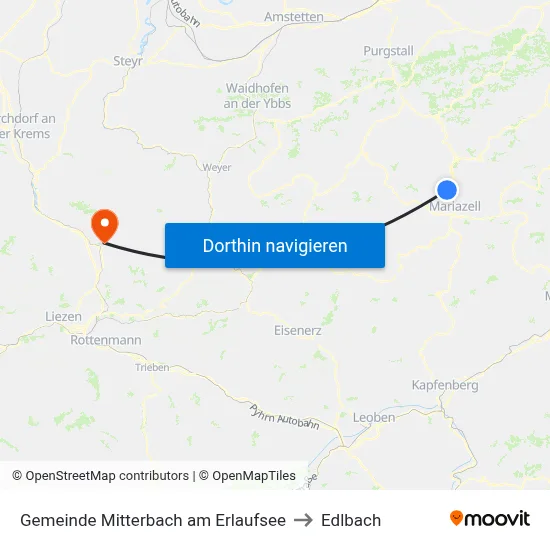 Gemeinde Mitterbach am Erlaufsee to Edlbach map
