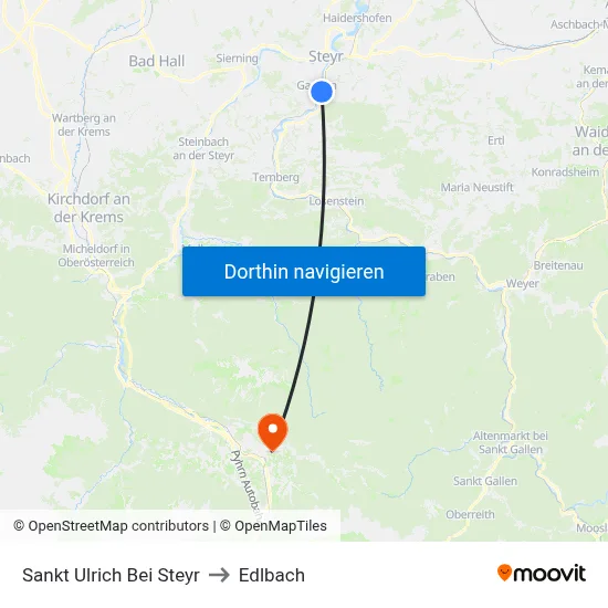 Sankt Ulrich Bei Steyr to Edlbach map