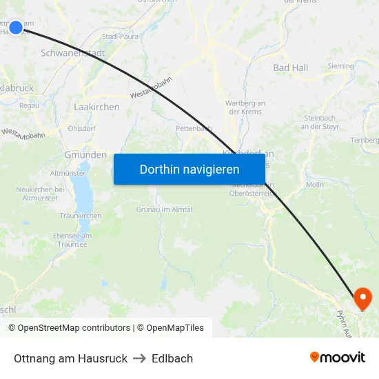 Ottnang am Hausruck to Edlbach map