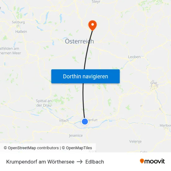Krumpendorf am Wörthersee to Edlbach map