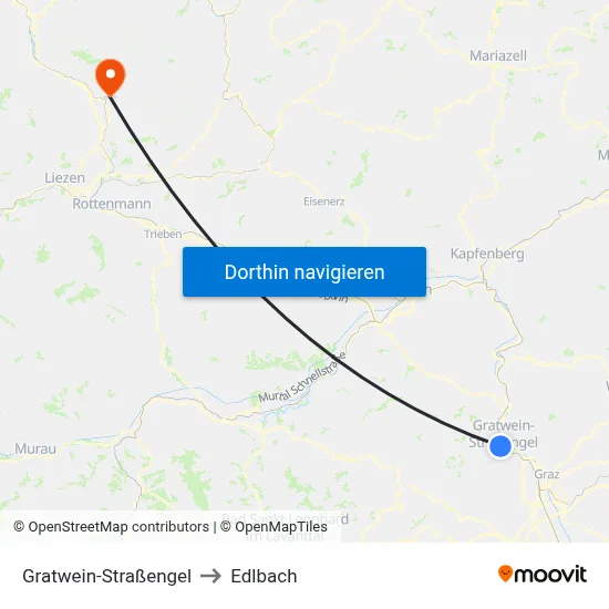 Gratwein-Straßengel to Edlbach map