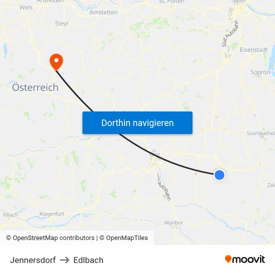 Jennersdorf to Edlbach map