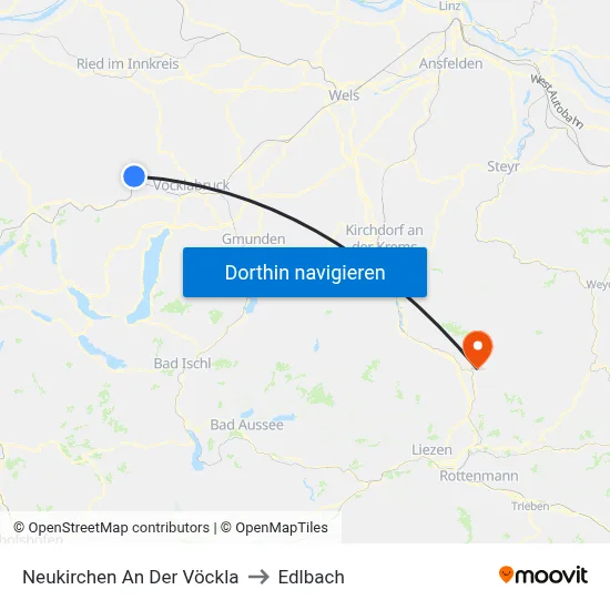 Neukirchen An Der Vöckla to Edlbach map
