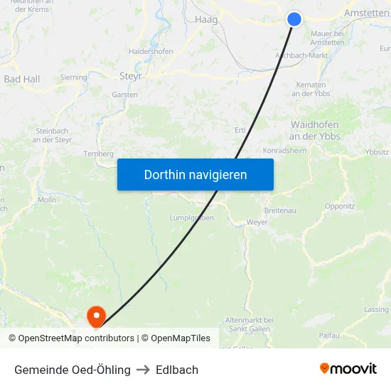 Gemeinde Oed-Öhling to Edlbach map