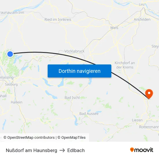Nußdorf am Haunsberg to Edlbach map