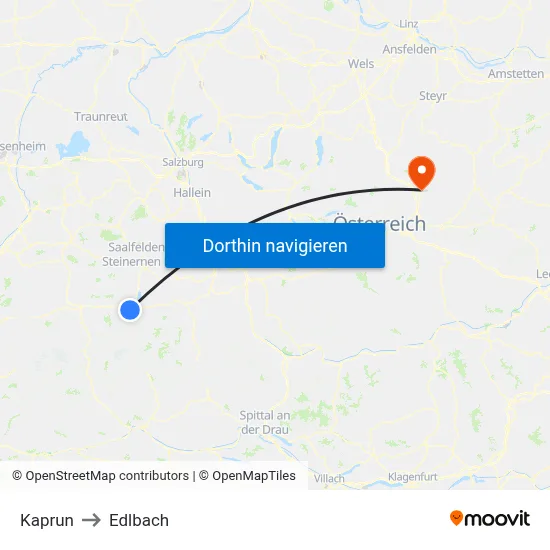 Kaprun to Edlbach map