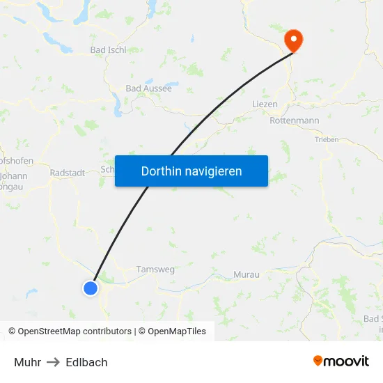 Muhr to Edlbach map
