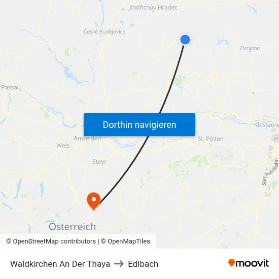 Waldkirchen An Der Thaya to Edlbach map