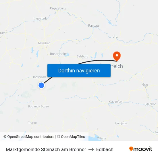 Marktgemeinde Steinach am Brenner to Edlbach map