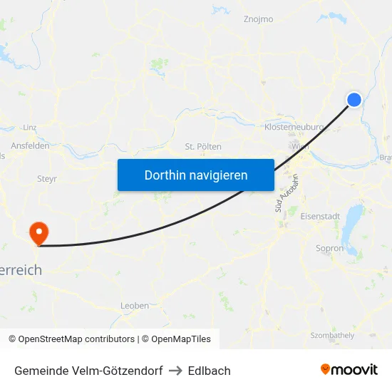 Gemeinde Velm-Götzendorf to Edlbach map
