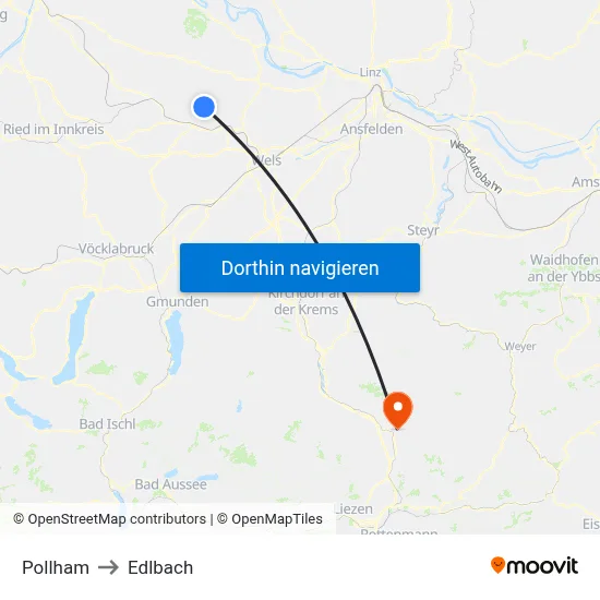 Pollham to Edlbach map