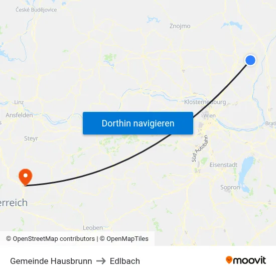Gemeinde Hausbrunn to Edlbach map