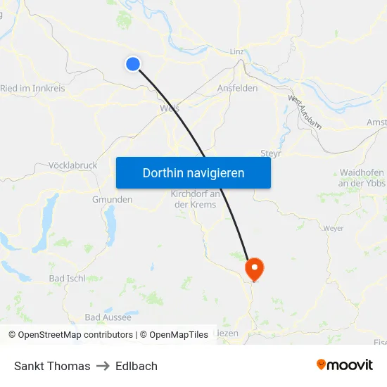 Sankt Thomas to Edlbach map