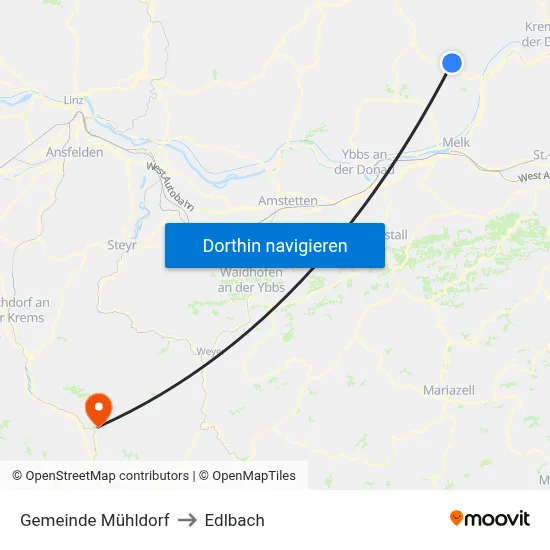 Gemeinde Mühldorf to Edlbach map