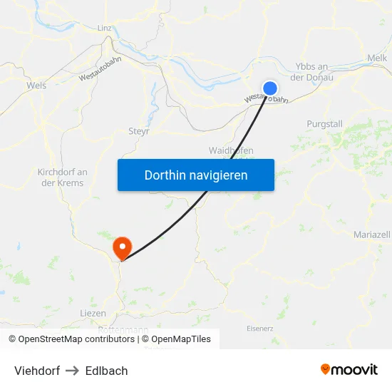 Viehdorf to Edlbach map