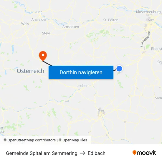 Gemeinde Spital am Semmering to Edlbach map