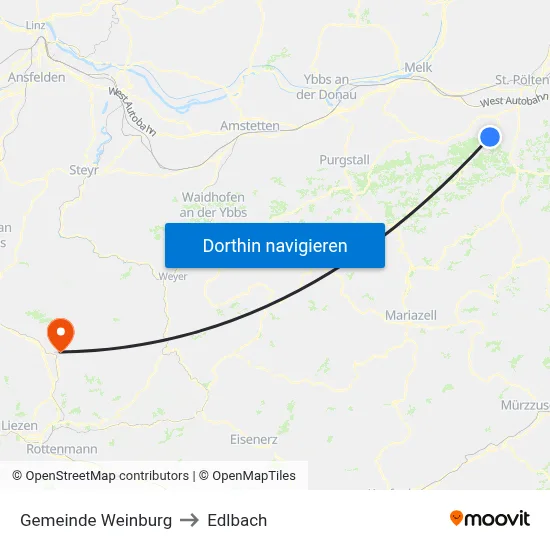 Gemeinde Weinburg to Edlbach map