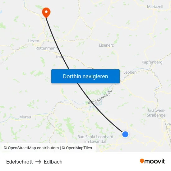 Edelschrott to Edlbach map
