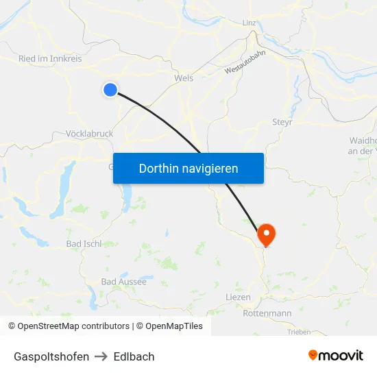 Gaspoltshofen to Edlbach map