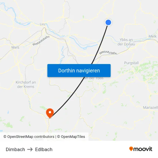 Dimbach to Edlbach map