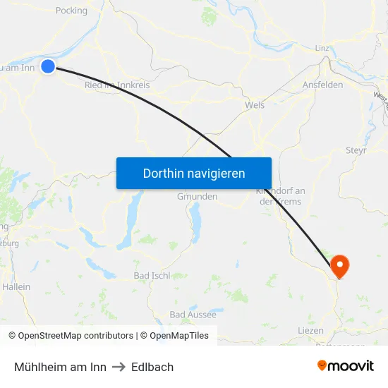 Mühlheim am Inn to Edlbach map