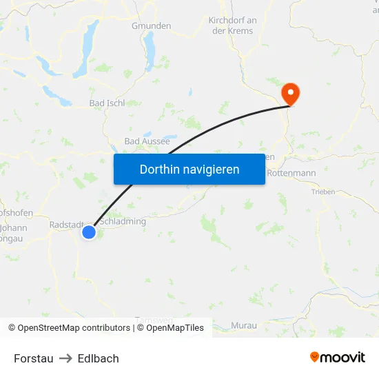 Forstau to Edlbach map