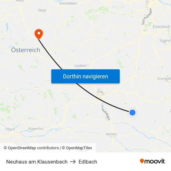 Neuhaus am Klausenbach to Edlbach map