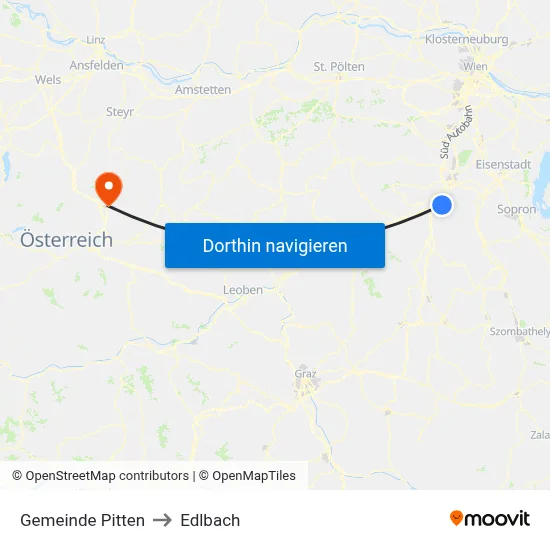 Gemeinde Pitten to Edlbach map