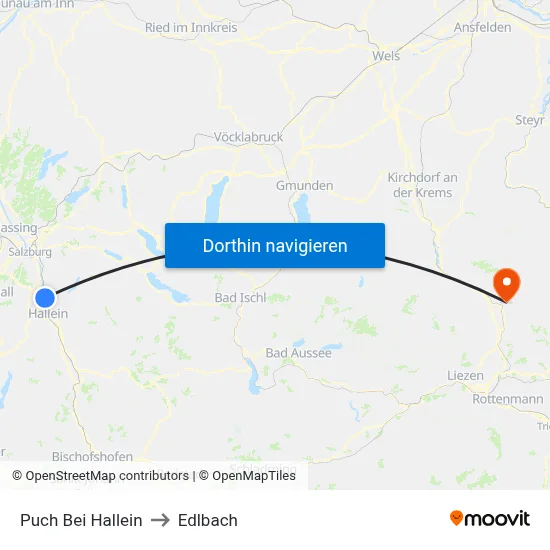 Puch Bei Hallein to Edlbach map