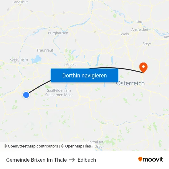 Gemeinde Brixen Im Thale to Edlbach map