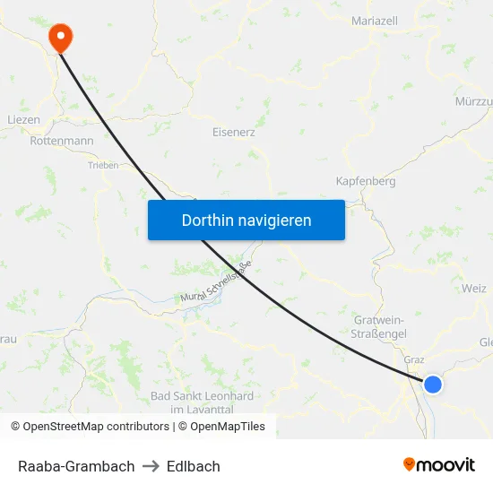 Raaba-Grambach to Edlbach map