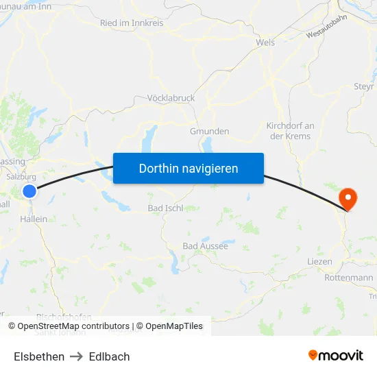 Elsbethen to Edlbach map