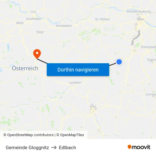 Gemeinde Gloggnitz to Edlbach map