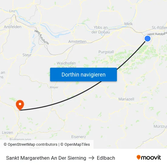 Sankt Margarethen An Der Sierning to Edlbach map